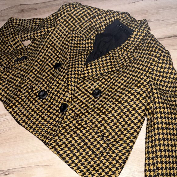 Cropped Yellow and Black Zara Houndstooth Blazer - Picture 1 of 7